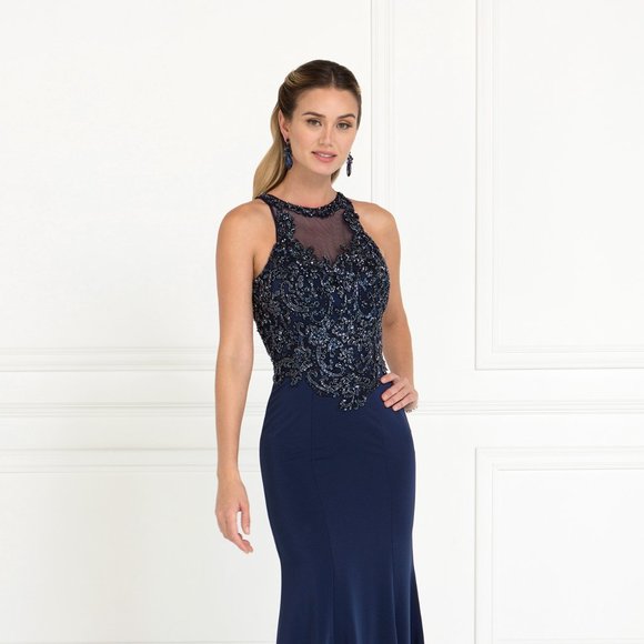 Floor-Length Sleeveless A-Line Graduation Dress,DS3787